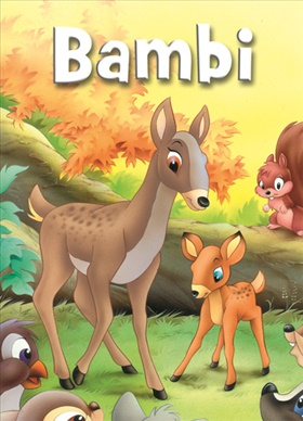 4 Mini-sagor i display: Bambi, Robin Hood, Peter Pan och Den fula ankungen.